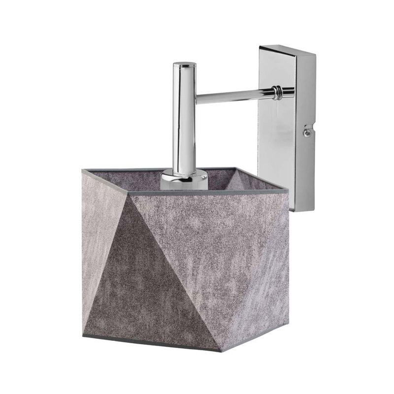 Aweys Steel Armed Sconce, Chrome, Grey Melange