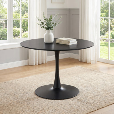 Mid Century Modern Dining Table/Coffee Table with Round Top & Pedestal Base, Functional Table for Kitchen, Dining & Living Room, Perfect for Breakfast Nooks & Kitchens