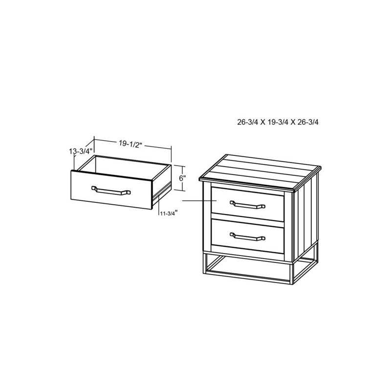 Teak 2 Drawer Nightstand