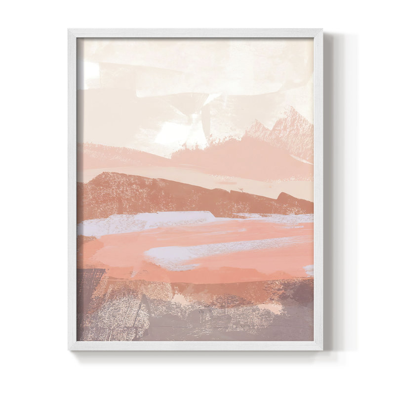 «Dusty Desert II», reproduction encadrée - bois massif, Blanc, H 20 po x l 16 po