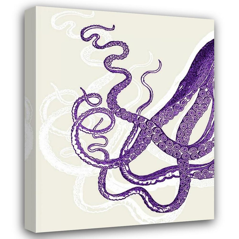 «Breakwater Bay Fab Funky», art sur toile tendue sous le titre: Octopus Tentacles - mauve et blanc, H 24 po x l 20 po