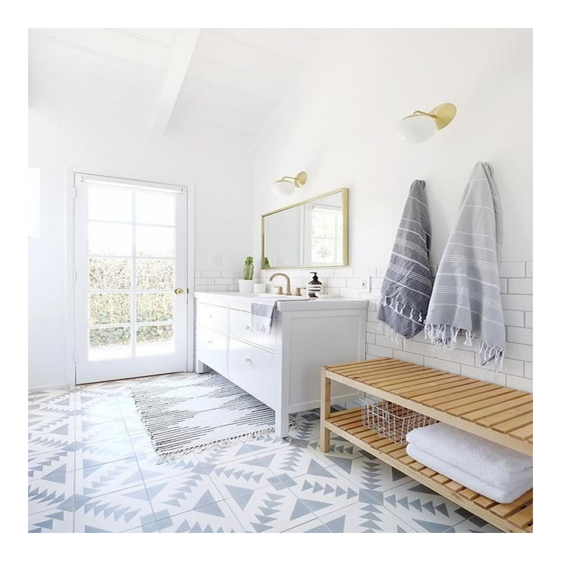 Tadla 8" x 8" Cement Patterned Wall & Floor Tile, Gray/White