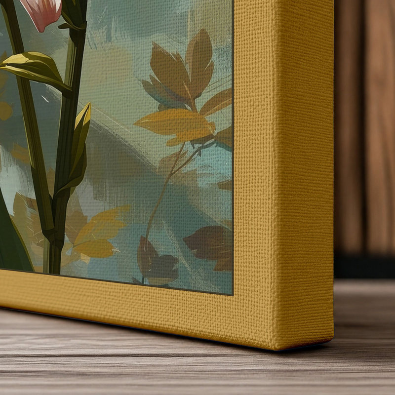 Lily in Bloom Botanical - Wrapped Canvas, 30x20 - 76.2 x 50.8 cm, Ochre Border