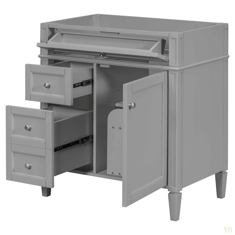 Meuble-lavabo de salle de bain de 30 po sans lavabo supérieur, armoire de rangement moderne avec 2 tiroirs et un tiroir rabattable (BASSIN INCLUS)