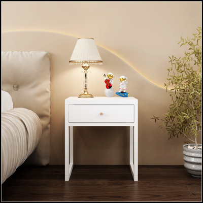 Modern White Nightstand With Drawer, Minimalist Bedside Table, Compact And Stylish For Small Spaces, Easy To Assemble