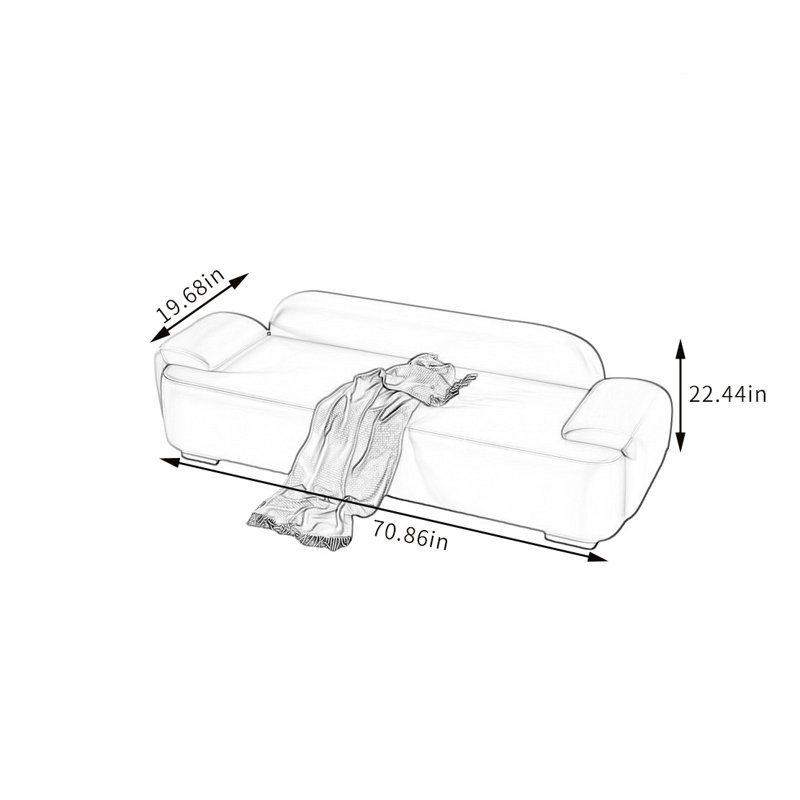 Banc rembourré en cuir Nayvia, Café, H 22,44 po x l 70,86 po x P 19,68 po