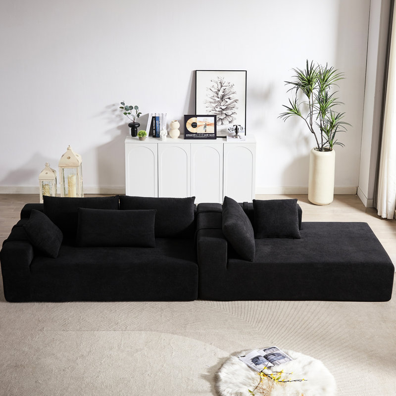 Canapé modulaire en forme de L de 108 po Anmol, revêtement en chenille, 6 coussins, canapé modulaire librement combiné, revêtement avec pour combiner espace de vie
