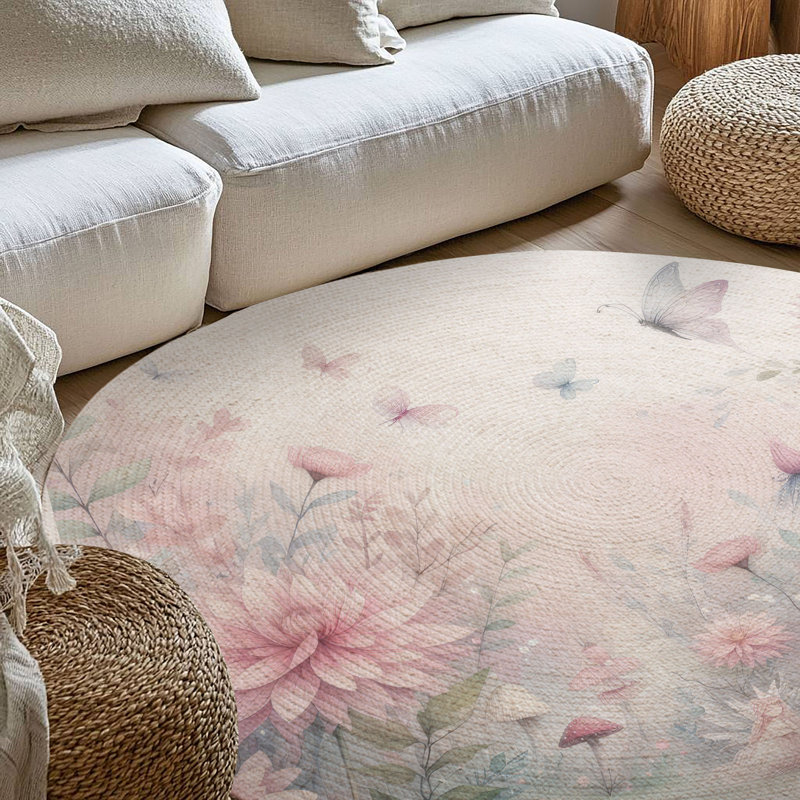 Tapis tressé Secret Bloom, Rond 5 pi