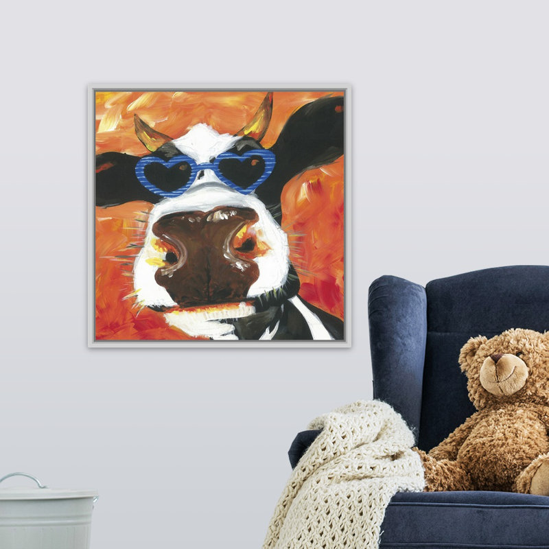 Simone Dapper Animal V Art, H 20 po x l 20 po x P 1,75 po, Cadre flottant blanc