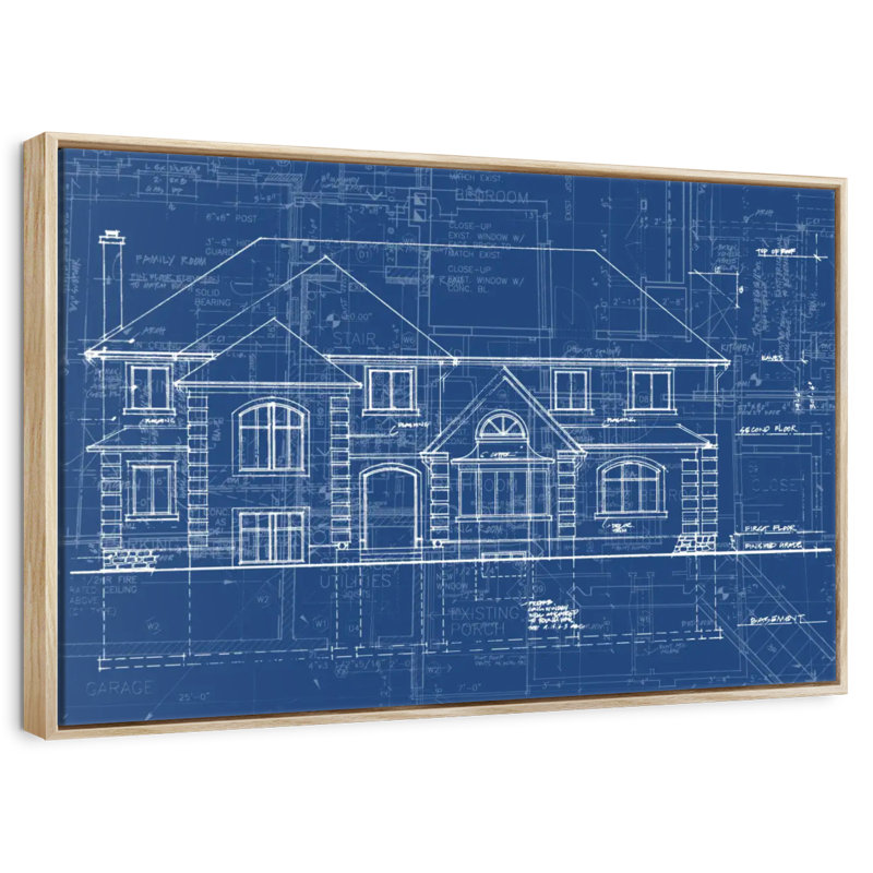 Plan de maison, Cadre flottant en bois naturel, 46 po x 31 po