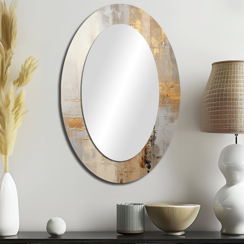 Taumsauk - Miroir mural ovale beige, H 36 po x l 24 po