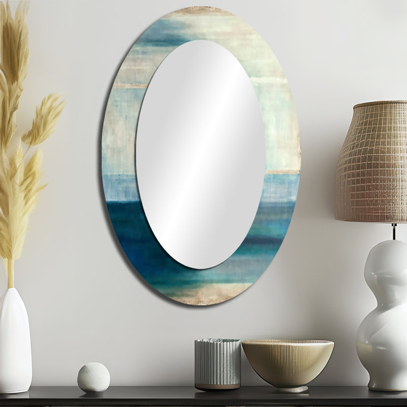 Ancient Sacred Retro Designs IV - Beige Modern Oval Wall Mirror, 36" x 24"