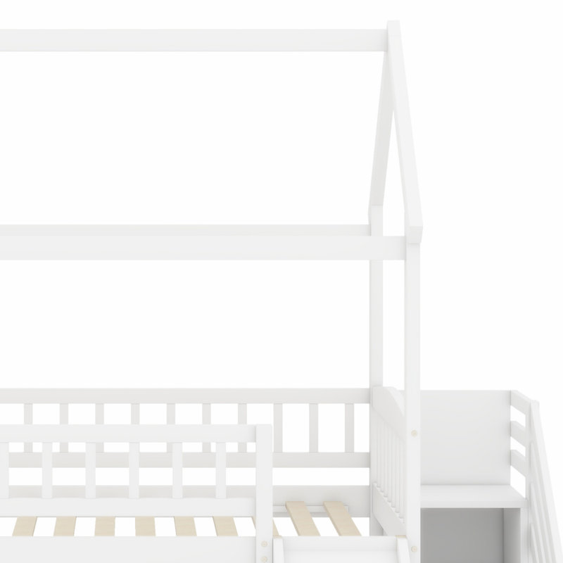 Lit superposé avec glissade Sturdy, Blanc