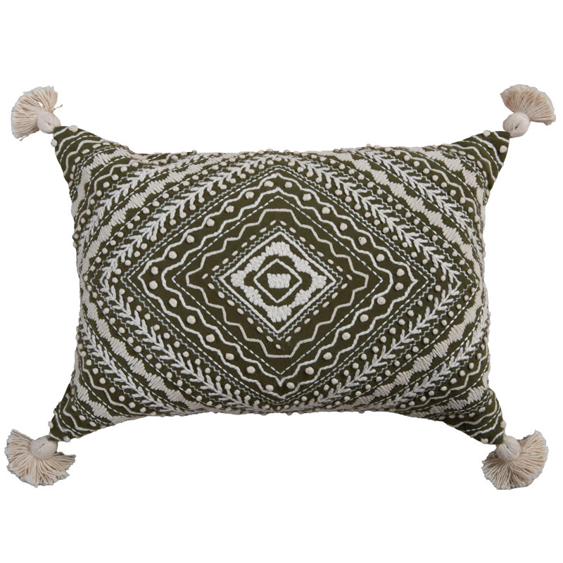 Coussin 100% coton, Vert / Naturel