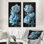 Pivoines monochromes bleues transparentes I - jardin grand ensemble de 2 décorations murales en métal