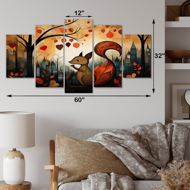 «Squirrel Landscape For Nursery» - ensemble d'art mural d'écureuil