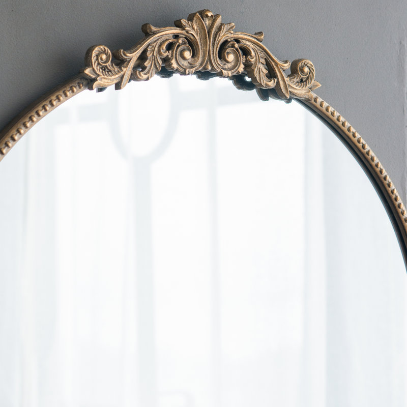 Miroir rond, Doré, 32 po x 30 po