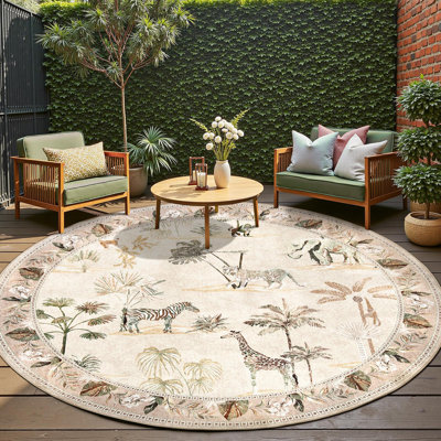 Animals Print Washable Thin Non-Slip Area Rug