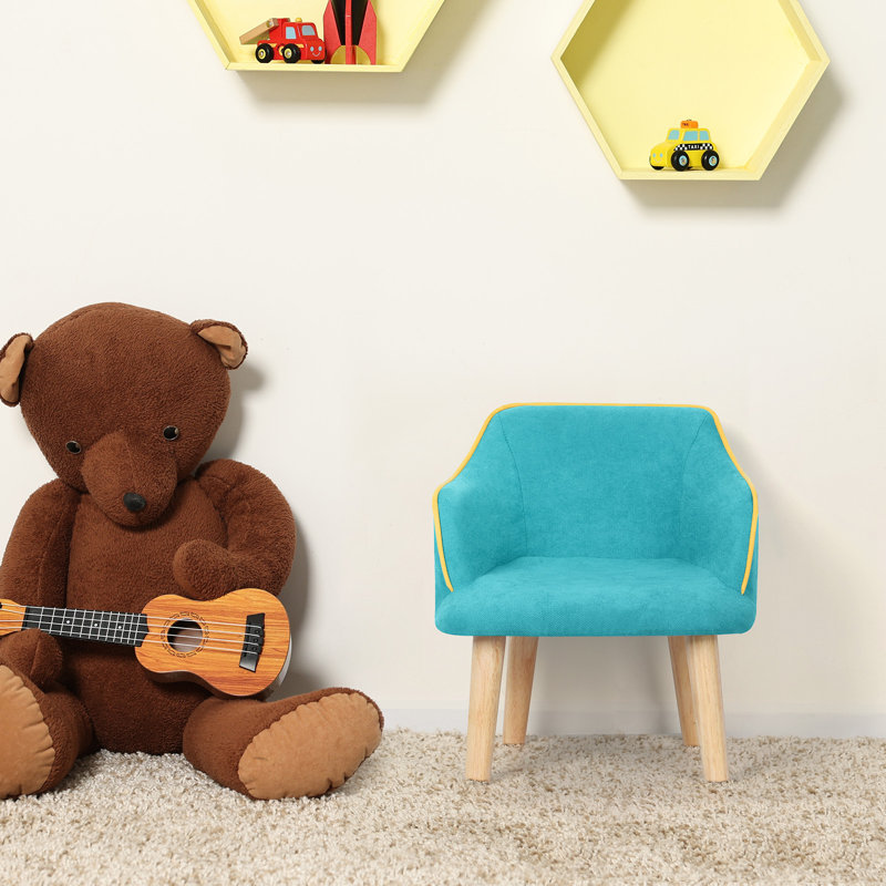 Chaise basse en bois avec dossier Home, Bleu clair