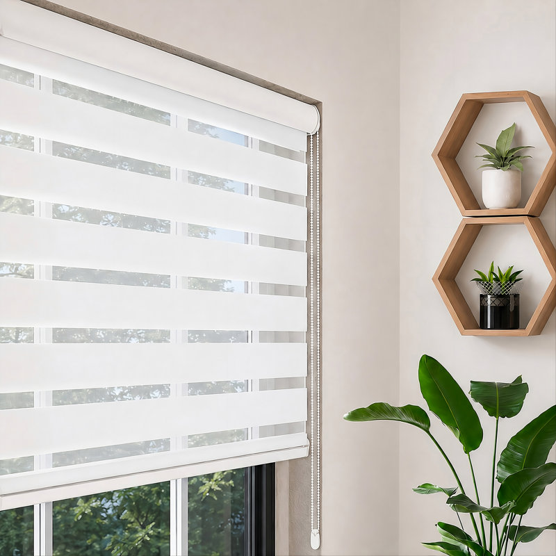 Store à motif de zèbre de taille personnalisée pour fenêtres d'intérieur Pinecrest Home Goodys, l 25 po x L 78 po, Blanc