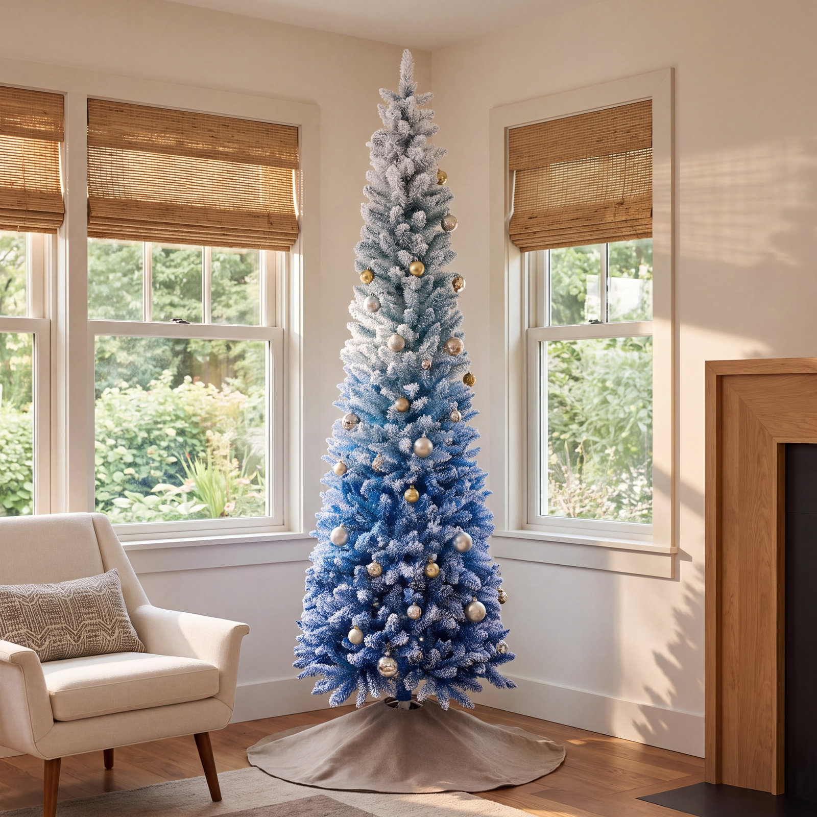 Blue Frosted Christmas Tree, 7'