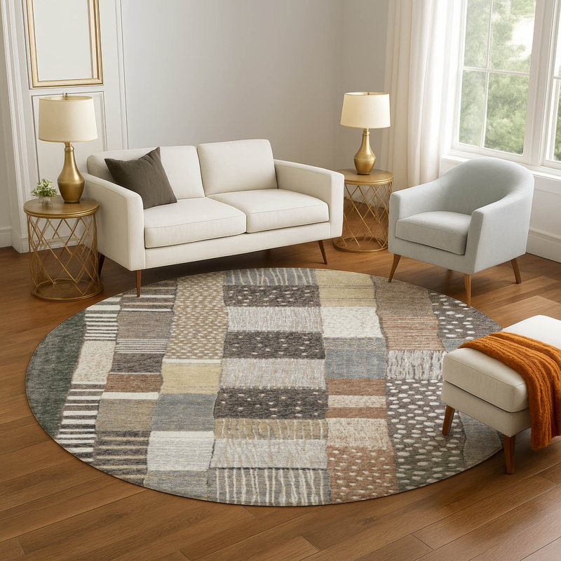 Premium Machine Washable Millbrook AMF1960 Geometric Rug, Round 8'