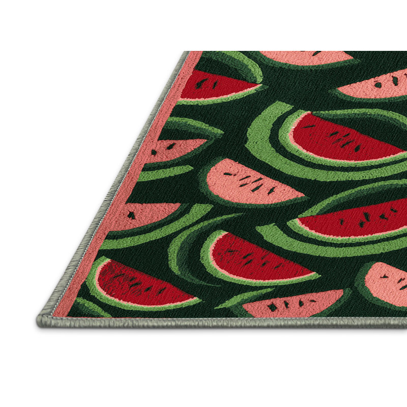  Tapis lavable à motif de fruits melon, Rectangulaire 8 pi x 10 pi