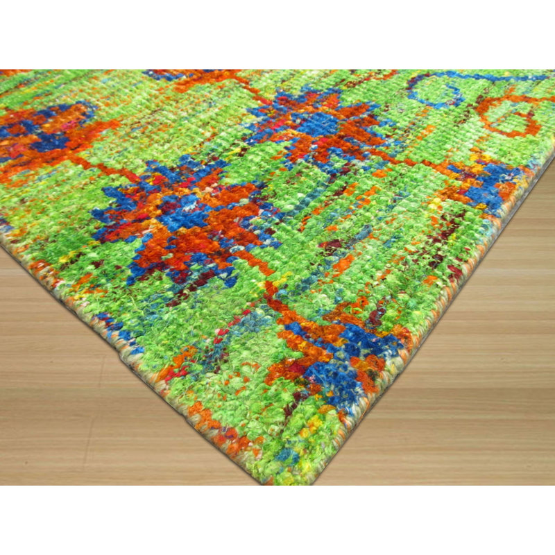 Tapis oriental en soie noué à la main Daari, Rectangle 9 pi x 12 pi