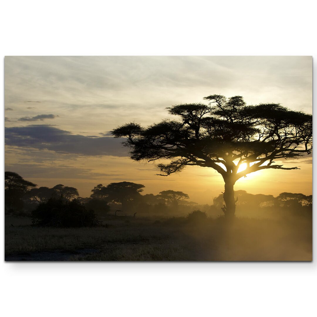 Leinwandbild Akazie bei Sonnenuntergang Kenia