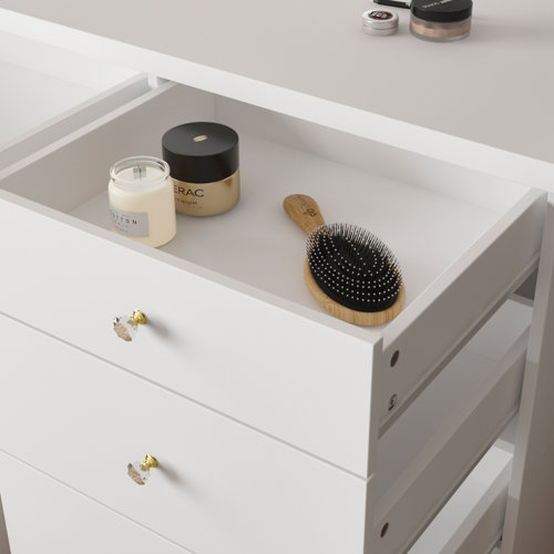 Latitude Run® Vanity Set with Stool And Mirror & Reviews | Wayfair