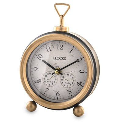 Analogue: Numerical Metal Quartz Controlled Tabletop Clock in White/Gold/Black