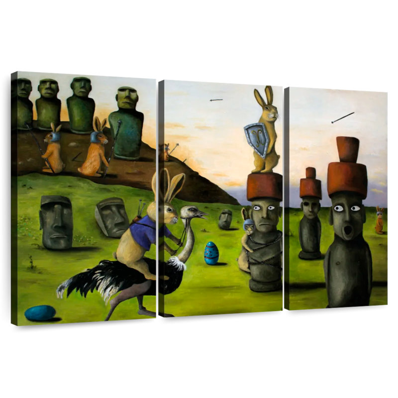 Ketti Battle Over Easter Island, 20" H x 33" W