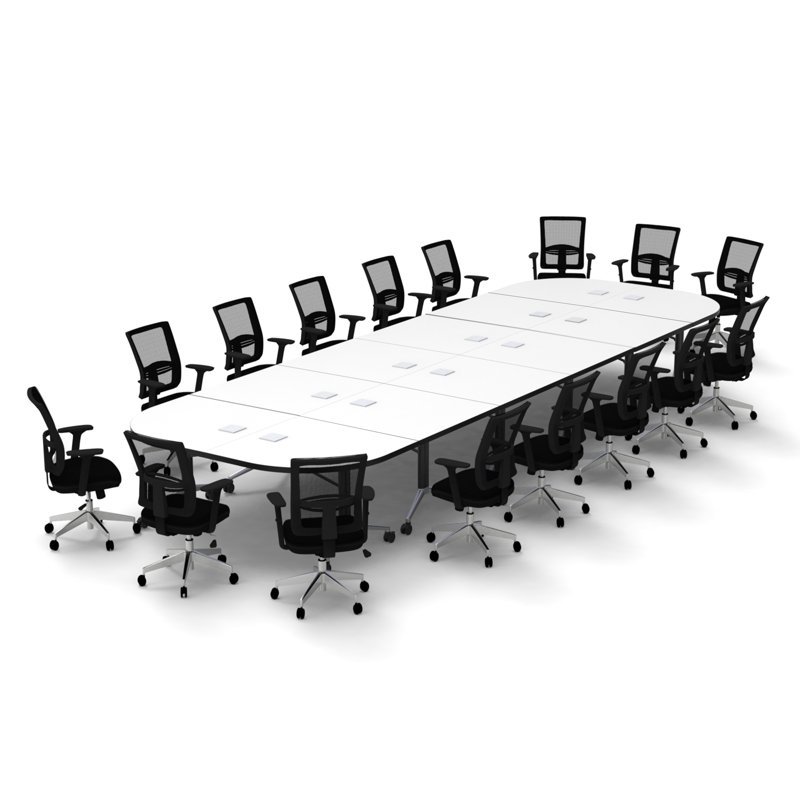 Rectangle 16 Person Flip Top 72'' L Modular Training Table and Chair Set with Casters and Modesty Panel and Cable Management