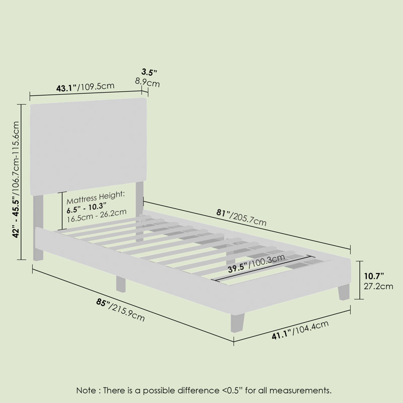 Magin Upholstered Platform Bed, Twin XL, Gray