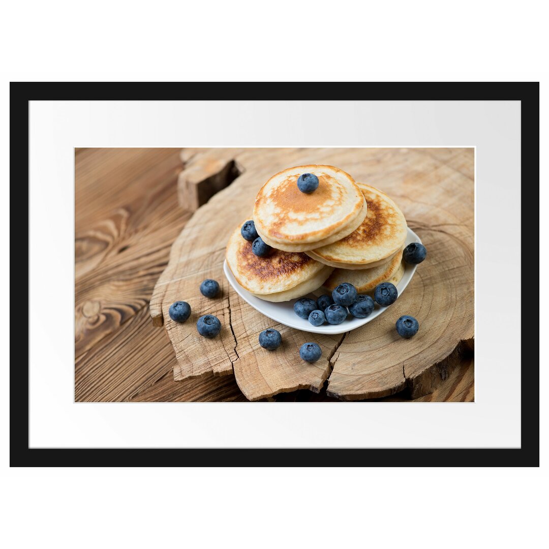 Gerahmtes Poster Pancakes mit Blaubeeren