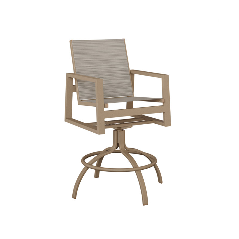 Chaise de bar pivotante en aluminium et chêne Ceasar, Chêne veiné de bois, Kozo fossile
