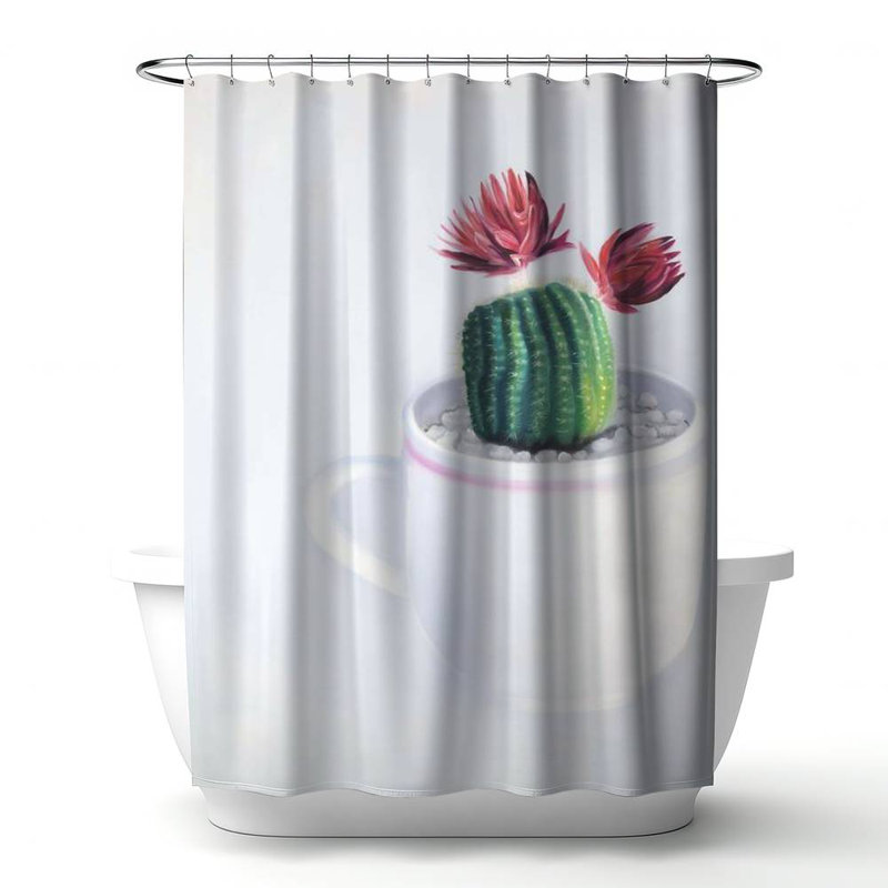 Floral – Polyester Shower Curtain, Dye Sublimation Print, 71" W × 74" L