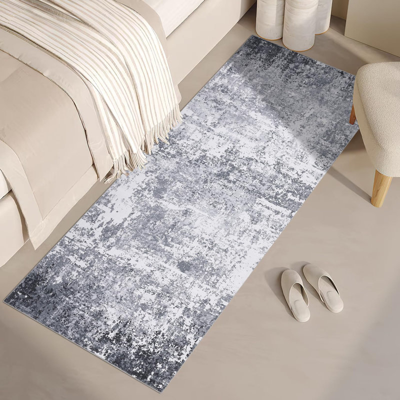 Rectangle Abstract Area Rug, Gray, Rectangle 80 x 150 cm