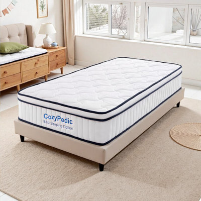 10/12 Inch Medium Firm Memory Foam Mattress with Pocket Springs - Cooling Cover for Back Pain Relief, Full/Queen/King, CertiPUR-US Certified