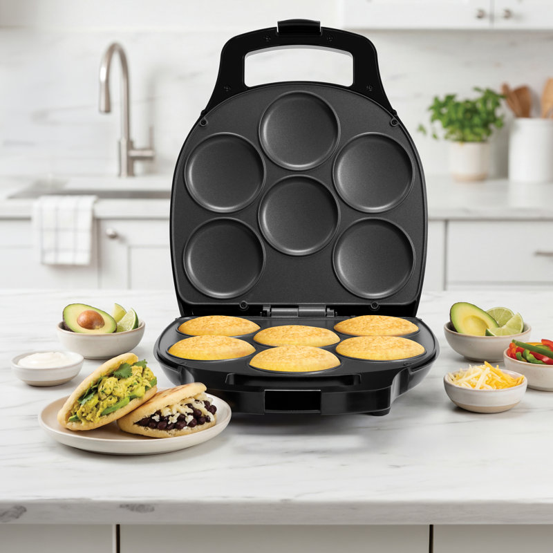 Holstein Housewares Non Stick Arepa Maker, Black