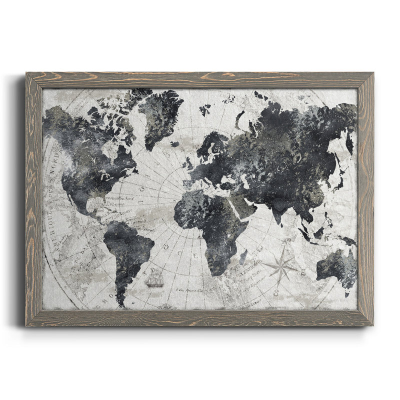 «Modern Atlas», cadre photo, impression sur toile, Toile avec cadre gris, H 31 po x l 44 po x P 1 po