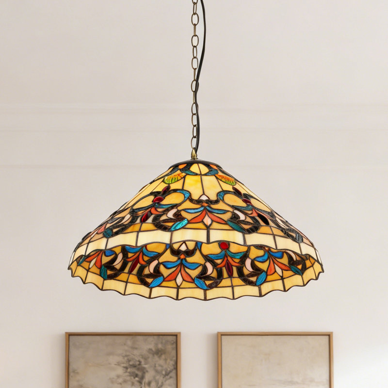 Luminaire suspendu en verre coloré 15,7 pouces de style Tiffany