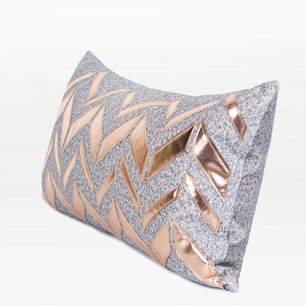 Chevron Faux Leather Throw Pillow, No Fill, Pillow Cover