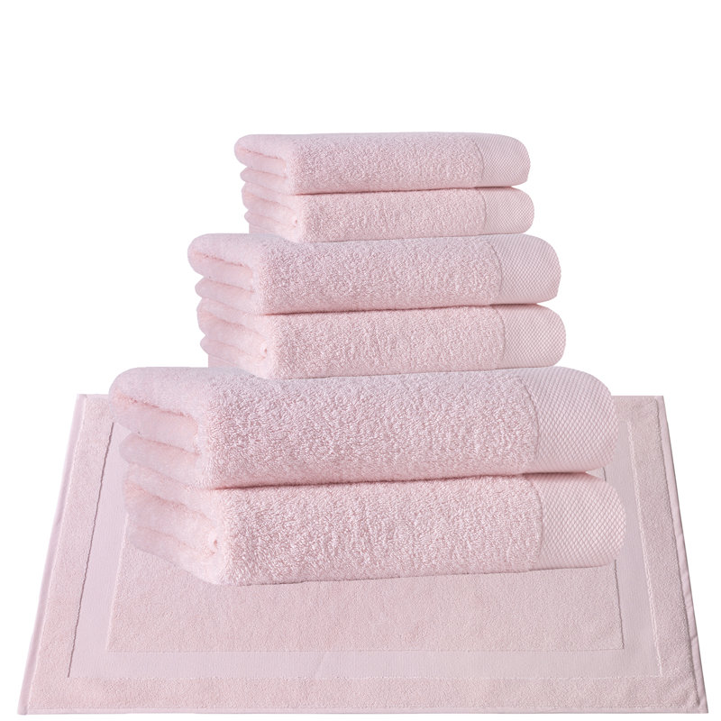 Ensemble de serviettes de bain 8 pièces 100% coton Marcial, Rose