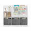 Bibliothèque et bibliothèque pour enfants, bibliothèque multifonctionnelle avec 3 tiroirs en tissu pliables, présentoir à bibliothèque, rangement pour jouets pour chambre à coucher, salle de jeux, couloir (blanc / gris)-1269125409