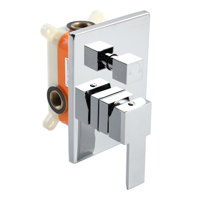 SKOWLL Shower Valve Kit 2 Way Bathroom Mixer Kit Wall Mount Shower Control Valve Single Handle with 2 Function cUPC Pressure Balance Kit, Polished Chrome