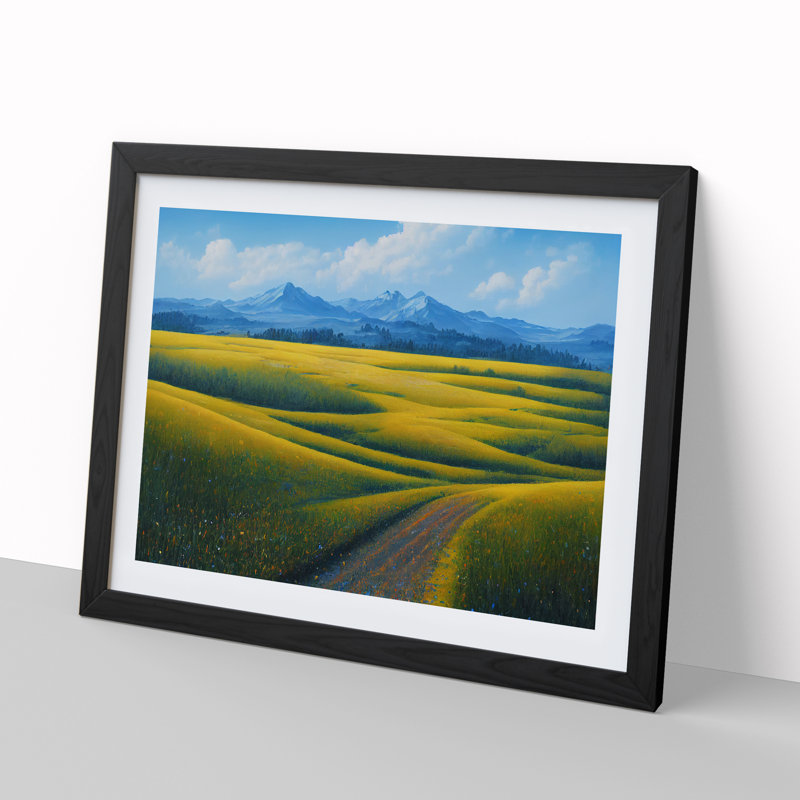 Enigmatic Spring Meadow Landscape - Single Picture Frame Print, Black Framed, 25cm H x 34cm W x 2cm D