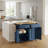 Blue Wheeled Kitchen Trolley With Folding Table And Dining Seating Area, Including Towel Rack And Storage.-1632475657-1632475659