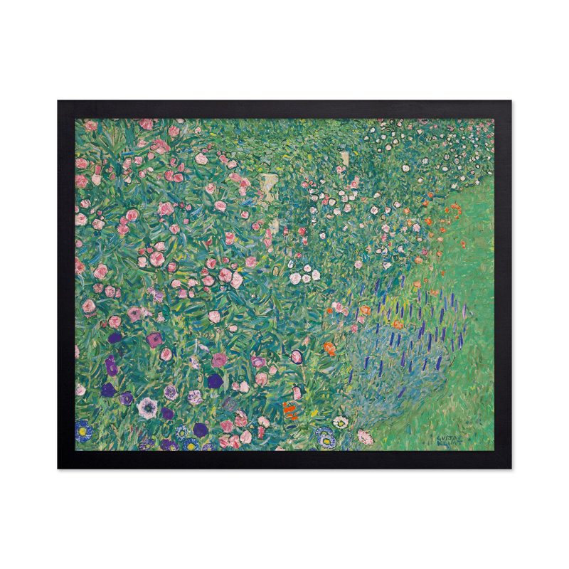 Gustav Klimt - Affiche de paysage de jardin italien, H 16 po x l 20 po, Affiche, Cadre noir