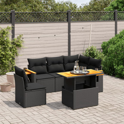  Ensemble de canapé de jardin noir